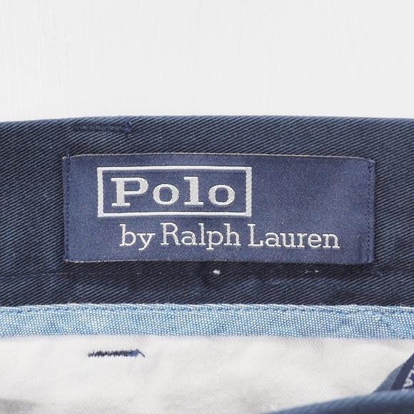 Polo Ralph Lauren Chino Shorts Mens 42T Navy Blue Pleated Front Cotton Casual - Picture 3 of 10